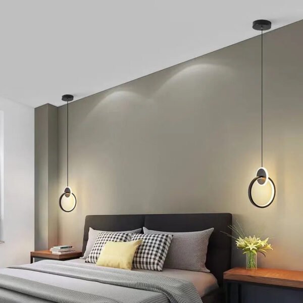 Modern and Minimalist Bedroom Nordic Bedside Light LED Restaurant Light Bar Background Wall TV Wall Light Double Ring Chandelier