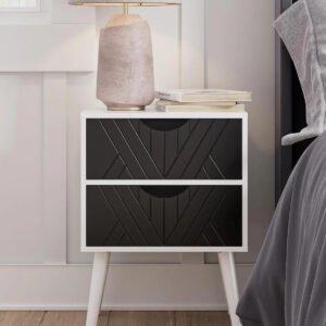 Nightstand,Small Bedside Table with Two Drawers,Bedside Furniture,Mid-Century Modern End Table with for Bedroom,Living Room