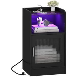 Nightstand-with-Power-Outlet-and-LED-Light-Side-End-Table-with-Storage-Cabinet-Modern-Bedside-Table_61636d06-b99f-4ee2-a18c-1e89c833f58f.jpg Nightstand with Power Outlet and LED Light, Side End Table with Storage Cabinet, Modern Bedside Table for Bedroom, Living Room