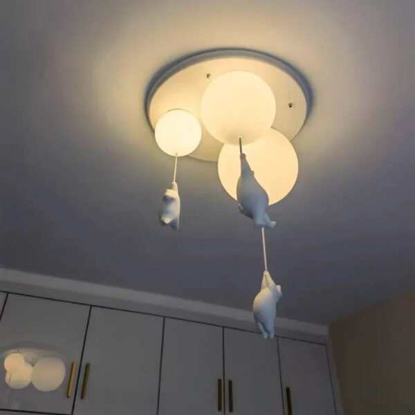 Nordic Bear Pendant Lamp Children's Room Bedroom Restaurant Kitchen Led Light Chandelier Home Decoration Lighting Fixture Modern