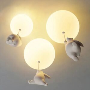 Nordic Bear Pendant Lamp Children's Room Bedroom Restaurant Kitchen Led Light Chandelier Home Decoration Lighting Fixture Modern