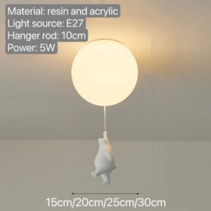 Nordic Bear Pendant Lamp Children's Room Bedroom Restaurant Kitchen Led Light Chandelier Home Decoration Lighting Fixture Modern
