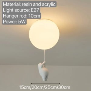 Nordic Bear Pendant Lamp Children's Room Bedroom Restaurant Kitchen Led Light Chandelier Home Decoration Lighting Fixture Modern