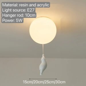 Nordic Bear Pendant Lamp Children's Room Bedroom Restaurant Kitchen Led Light Chandelier Home Decoration Lighting Fixture Modern