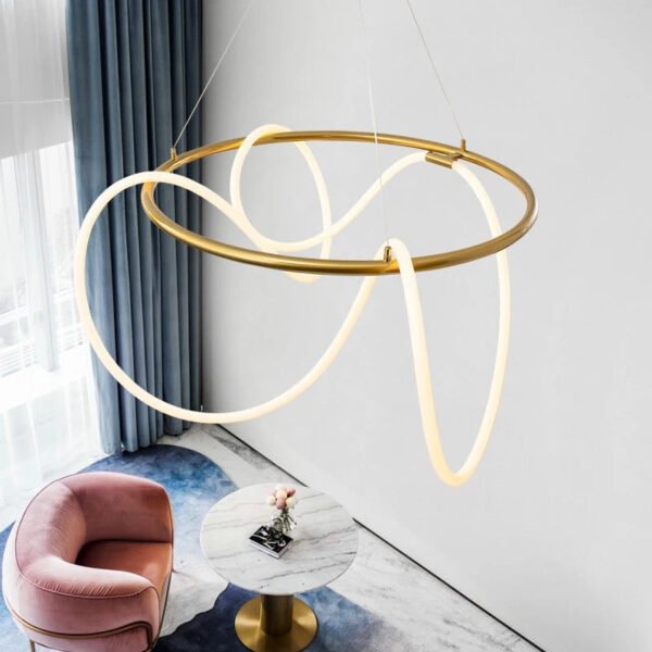 Nordic Luxury Hanging Light Hose LED Pendant Chandelier High Brightness for Living Room Dining Room Bedroom Decor Ornament