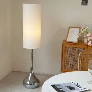 Nordic Minimalist Cream Style Fabric Shade Led Floor Lamp Bedroom Living Room Bedside Lamp Home Decor Sofa Corner Standing Light