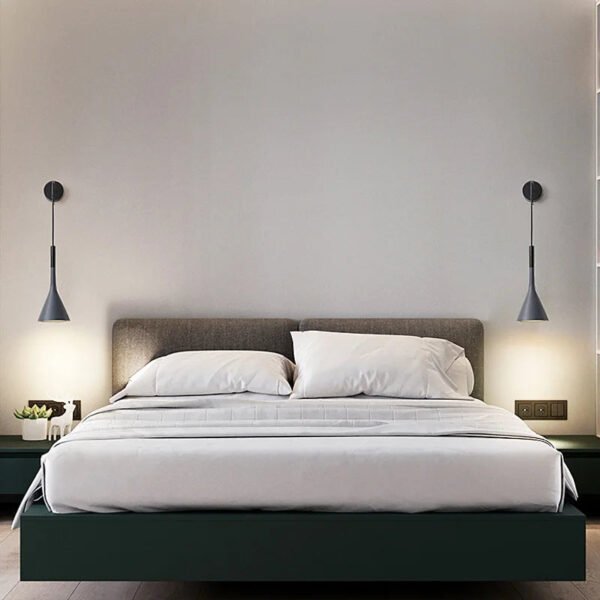 Nordic Modern LED Wall Lamp for Bedroom Home Decor Bedside Read Fixtures E27 Black Grey Stair Aisle Background Wall Lights