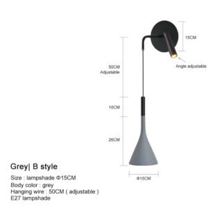 Nordic Modern LED Wall Lamp for Bedroom Home Decor Bedside Read Fixtures E27 Black Grey Stair Aisle Background Wall Lights