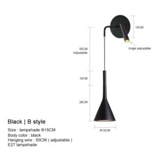 Nordic Modern LED Wall Lamp for Bedroom Home Decor Bedside Read Fixtures E27 Black Grey Stair Aisle Background Wall Lights