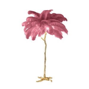 Nordic Ostrich Feather Led Floor Lamp Copper Resin Living Room Home Decor Indoor Lighting Bedroom Bedside Standing Table Light
