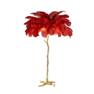Nordic Ostrich Feather Led Floor Lamp Copper Resin Living Room Home Decor Indoor Lighting Bedroom Bedside Standing Table Light