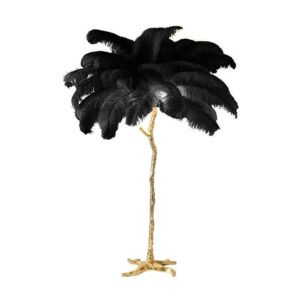 Nordic Ostrich Feather Led Floor Lamp Copper Resin Living Room Home Decor Indoor Lighting Bedroom Bedside Standing Table Light