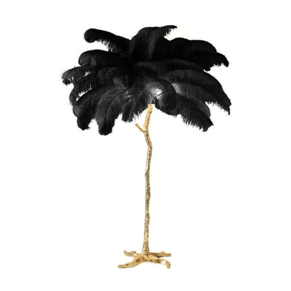 Nordic Ostrich Feather Led Floor Lamp Copper Resin Living Room Home Decor Indoor Lighting Bedroom Bedside Standing Table Light