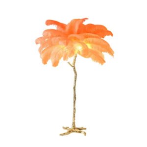 Nordic Ostrich Feather Led Floor Lamp Copper Resin Living Room Home Decor Indoor Lighting Bedroom Bedside Standing Table Light