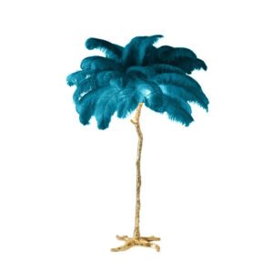 Nordic Ostrich Feather Led Floor Lamp Copper Resin Living Room Home Decor Indoor Lighting Bedroom Bedside Standing Table Light