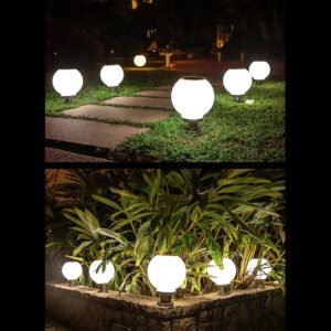 Outdoor Post Light Fixtures Solar Powered Waterproof Courtyard Garden Lawn Street Lights Round Ball Lamp Lighting Fixture