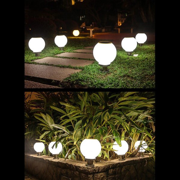 Outdoor Post Light Fixtures Solar Powered Waterproof Courtyard Garden Lawn Street Lights Round Ball Lamp Lighting Fixture