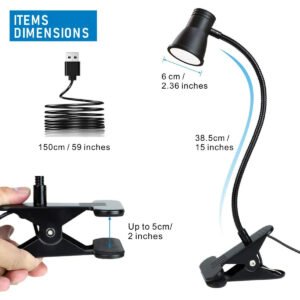 Reading Lamp 5V USB 3W Dimmable 3CCT Color Change Portable use for Clamp on Desk Table Bed Book Shelf Adjustable Night Light