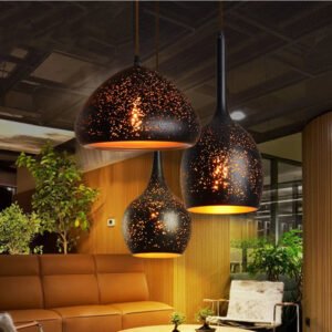 Retro Etched Lampshade Wrought Iron Chandelier Dining Island Living Room Bar Loft Industrial Style LED E27 Lighting Fixture