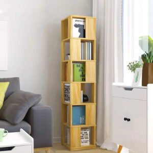Rotating Bookshelf, 6 Tier Rotating Bookshelf, Floor Rack Simple Bookcase Student Multi-Function Creative Bookshelf