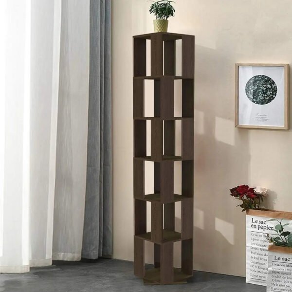 Rotating Bookshelf, 6 Tier Rotating Bookshelf, Floor Rack Simple Bookcase Student Multi-Function Creative Bookshelf