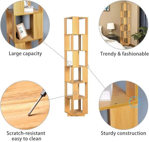 Rotating Bookshelf, Floor Rack Simple Bookcase Student Multi-Function Creative Bookshelf for Living Room
