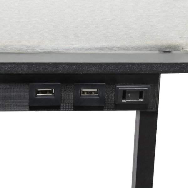 Simple Designs LF1037-BLK Floor Lamp Etagere Organizer Storage Shelf with 2 USB Charging Ports, 1 Charging Outlet and Linen