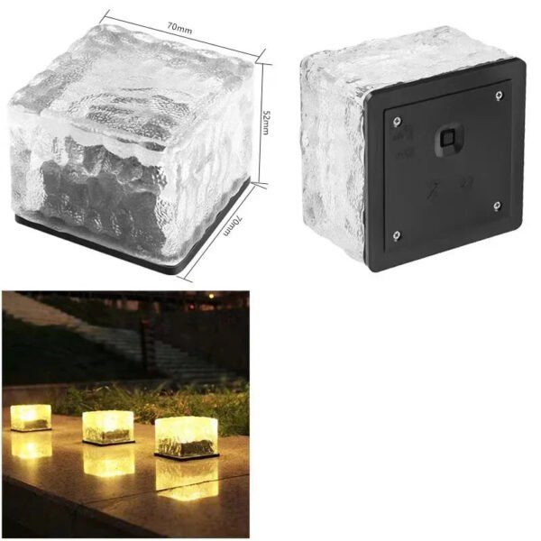 Solar Led Ice Cube Brick Lights Outdoor 1 LED Waterproof Stair Step Paver Lamp Yard Patio Lawn Garden Decoration Light