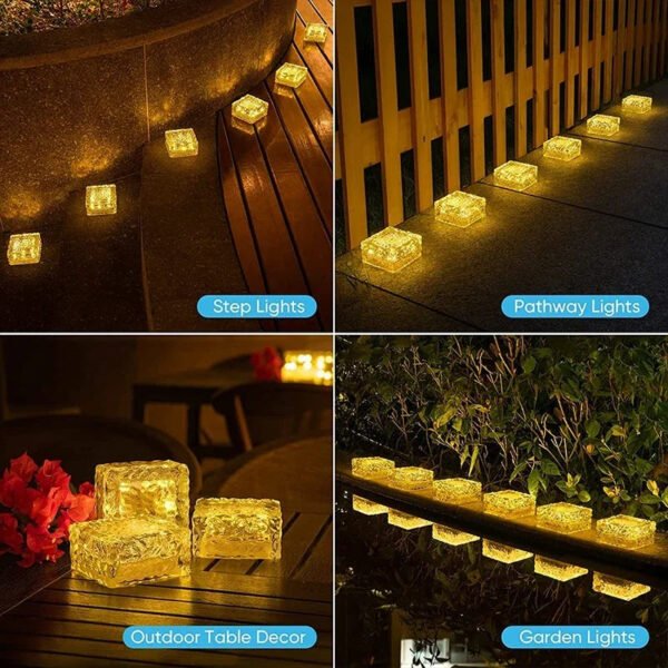Solar Led Ice Cube Brick Lights Outdoor 1 LED Waterproof Stair Step Paver Lamp Yard Patio Lawn Garden Decoration Light