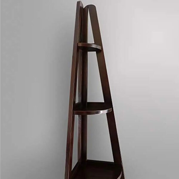 Solid Pine Espresso Corner Ladder 5-Shelf Bookcase Durable Wood Construction Maximizes Storage 16"x16"x72" Bedroom & Study Room