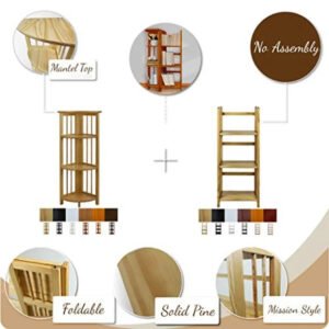 Space-saving Black Corner Bookcase Foldable 4-Tier Wood Shelf Office Living Room Decor