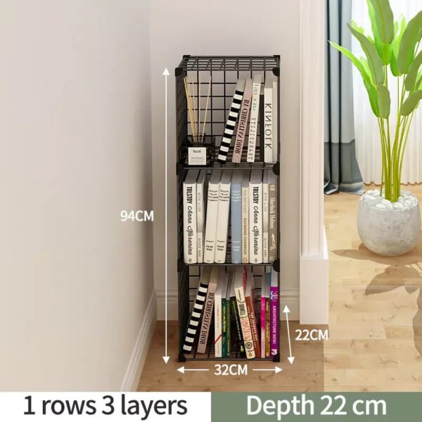 Stackable Wire Cubes Storage Organizer Bookcase DIY Wire C Grids Storage Shelves Cabinet Closet Metal Bookshelf for Home Office