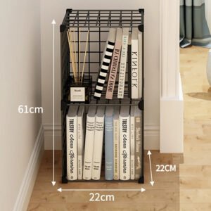 Stackable Wire Cubes Storage Organizer Bookcase DIY Wire C Grids Storage Shelves Cabinet Closet Metal Bookshelf for Home Office