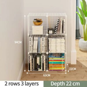 Stackable Wire Cubes Storage Organizer Bookcase DIY Wire C Grids Storage Shelves Cabinet Closet Metal Bookshelf for Home Office