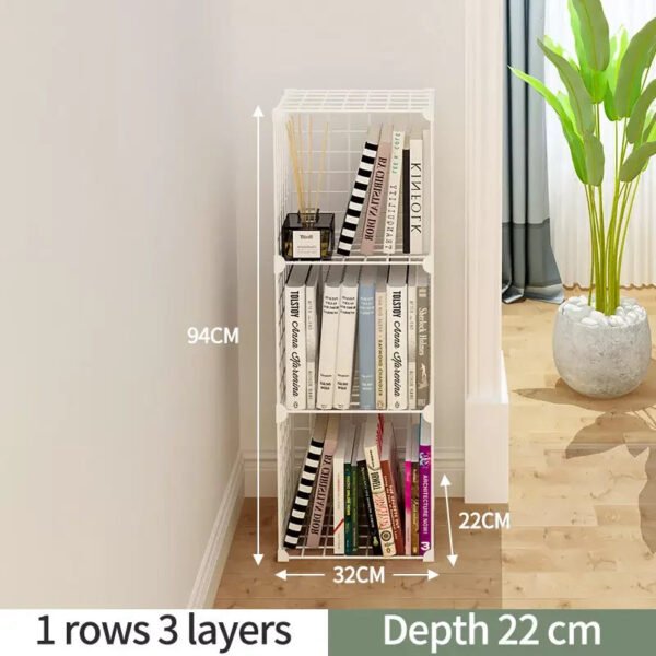 Stackable Wire Cubes Storage Organizer Bookcase DIY Wire C Grids Storage Shelves Cabinet Closet Metal Bookshelf for Home Office