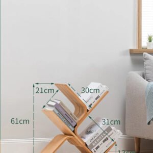 Tree Bookshelf, 8-Tier Space-Saving Corner Bookcase, Holds Books, CDs, Games, for Bedroom, Living Room, Rustic Brown