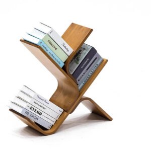 Tree Bookshelf, 8-Tier Space-Saving Corner Bookcase, Holds Books, CDs, Games, for Bedroom, Living Room, Rustic Brown