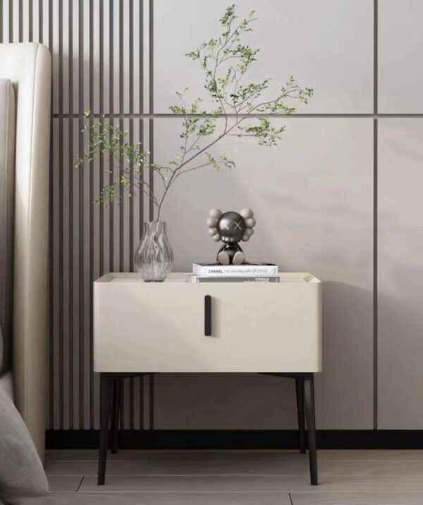 Wooden Bedside Table Modern Style Solid Color Bedroom Nightstand Living Room Side Cabinet End Table with Drawer