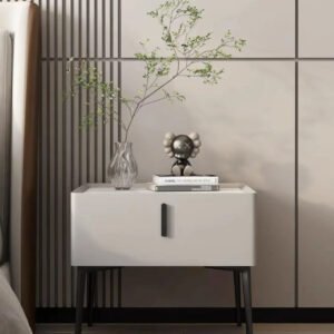 Wooden Bedside Table Modern Style Solid Color Bedroom Nightstand Living Room Side Cabinet End Table with Drawer