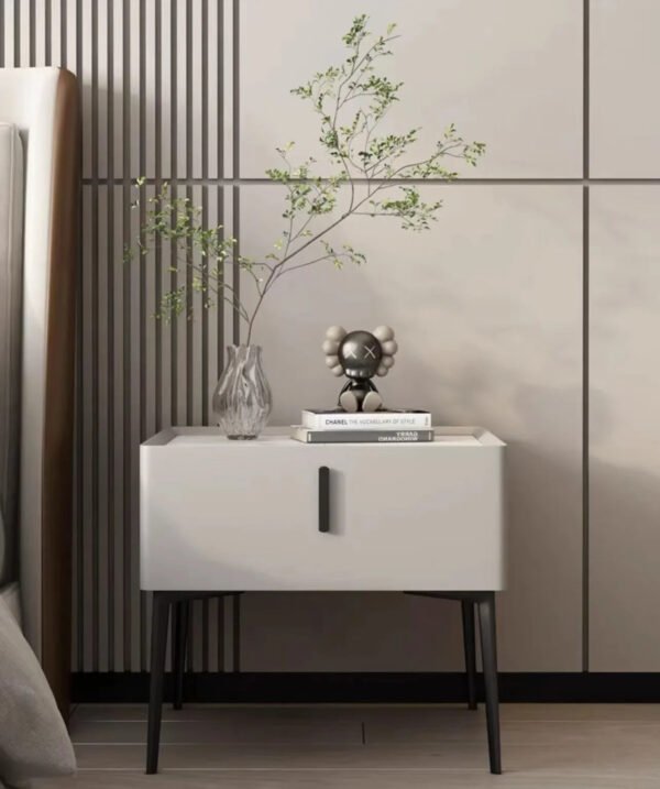 Wooden Bedside Table Modern Style Solid Color Bedroom Nightstand Living Room Side Cabinet End Table with Drawer