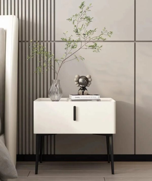 Wooden Bedside Table Modern Style Solid Color Bedroom Nightstand Living Room Side Cabinet End Table with Drawer