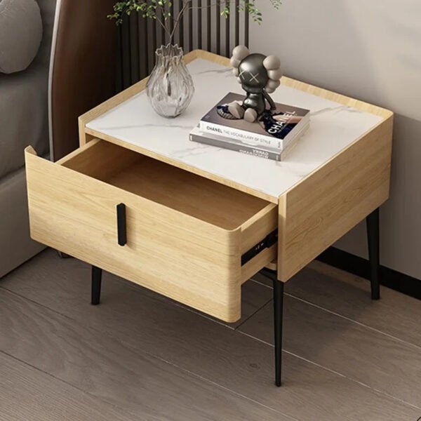 Wooden Bedside Table Modern Style Solid Color Bedroom Nightstand Living Room Side Cabinet End Table with Drawer