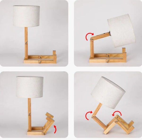 Wooden Robot Shape Creative Table Lamp Indoor Study Fashion Reading Desk Lamp Nordic Modern Desktop Decorative Night Light