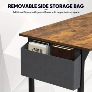 47 Inches Home Office Small Computer Desk, Work Study Writing Student Kids Bedroom Wood Modern Simple Table With Storage Bag & Headphone Hooks