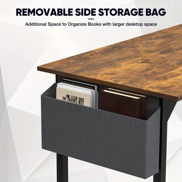 47 Inches Home Office Small Computer Desk, Work Study Writing Student Kids Bedroom Wood Modern Simple Table With Storage Bag & Headphone Hooks