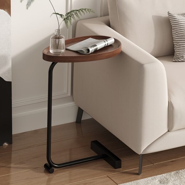 C-Shaped End Table Set of 2, Side Table for Small Spaces, C Table with Metal Frame, Sofa Table, Snack Side Table for Living Room, Bathtub, and Bedside
