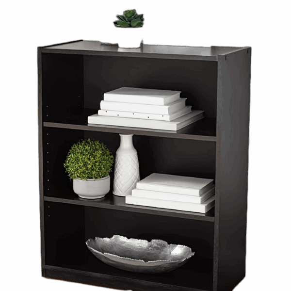 3-Shelf Bookcase with Adjustable Shelves, black