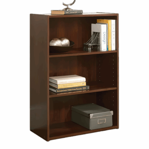 3-Shelf Bookcase/ Book Shelf L: 24.57" X W: 11.50" X H: 35.28" Brook Cherry Finish Bookshelf Living Room Furniture Home
