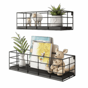 4pcs Floating Shelves, Wall Shelves For Storage, Wall Mounted Hanging Shelves For Living Room Bedroom Bathroom, Wall Decorative Storage Garage Shelf, Saves Space, Classified For Easy Retrieval, Black