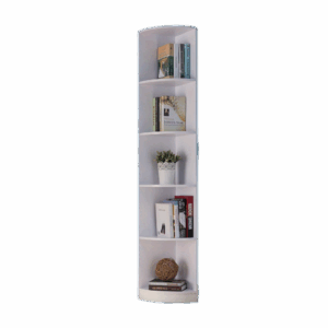 1pc   White Corner Bookcase Display Cabinet with Five Shelves, Curved Front Design, 10lb Max Weight per Shelf